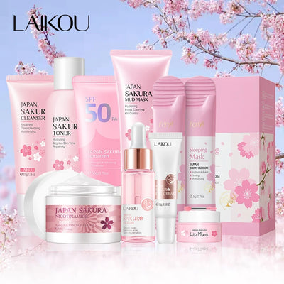 ElegaraChic™ SakuraGlow – 9-Piece Skincare Set