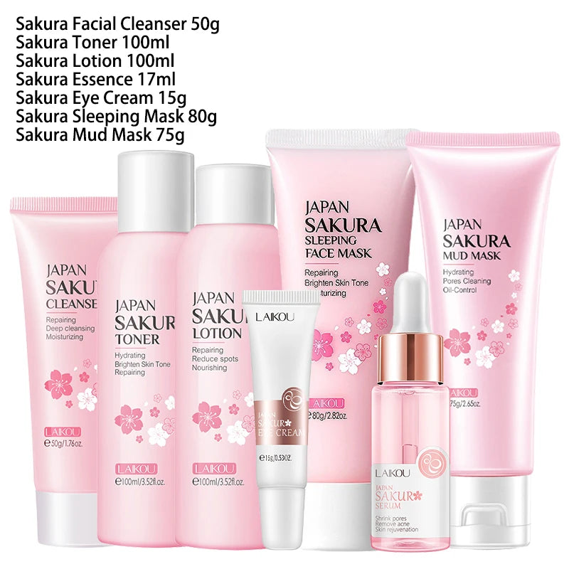 ElegaraChic™ SakuraGlow – 9-Piece Skincare Set