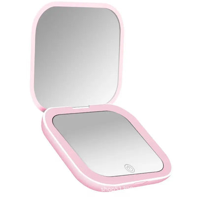 Mini Portable Folding Makeup Mirror Led Lights Magnifying Compact Pocket Travel Aesthetic Vanity Mirrors Make Up Tools