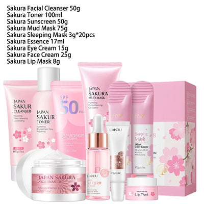 ElegaraChic™ SakuraGlow – 9-Piece Skincare Set