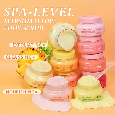 Marshmallow Body Scrub Exfoliating Lightening Facial Gentle Cleaning Smooth Rough Skin Nourish Moisturizing Fruit Sugar Scrub